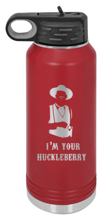 Tombstone 3 Huckleberry  - 32oz Water Bottle Laser Engraved- Maroon