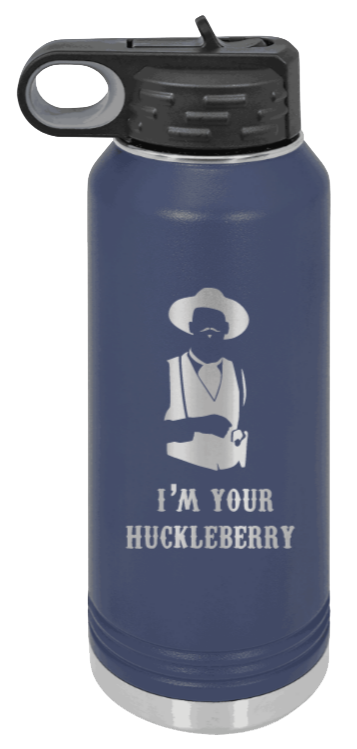 Tombstone 3 Huckleberry  - 32oz Water Bottle Laser Engraved- Navy