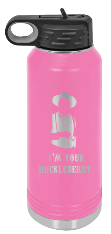 Tombstone 3 Huckleberry  - 32oz Water Bottle Laser Engraved- Pink