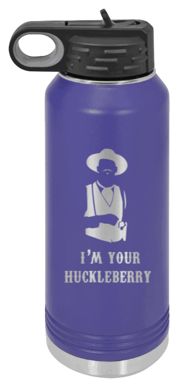 Tombstone 3 Huckleberry  - 32oz Water Bottle Laser Engraved- Purple