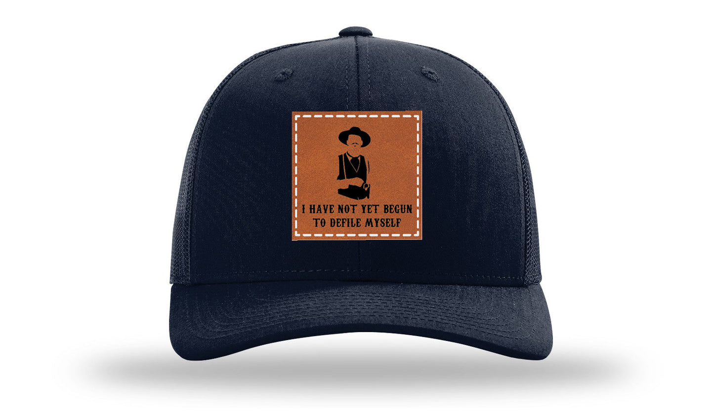 Not Yet Begun To Defile Leather Patch Richardson 112 Hat