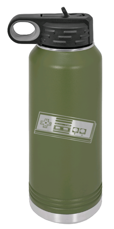 Nintendo  - 32oz Water Bottle Laser Engraved- Olive