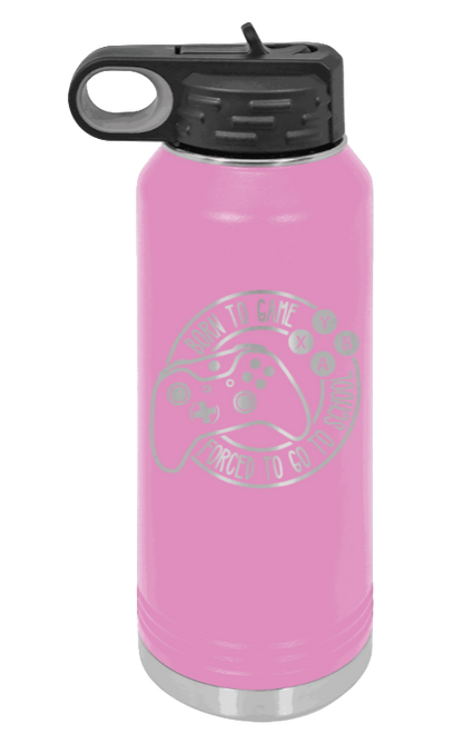 Born To Game - 32oz Water Bottle Laser Engraved- Light Purple