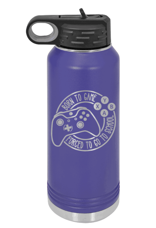 Born To Game - 32oz Water Bottle Laser Engraved- Purple
