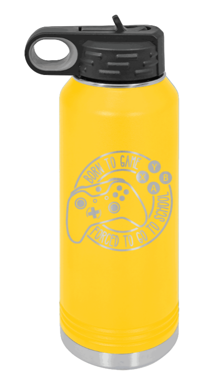 Born To Game - 32oz Water Bottle Laser Engraved- Yellow