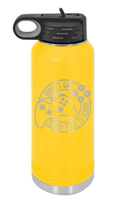 Born To Game - 32oz Water Bottle Laser Engraved- Yellow
