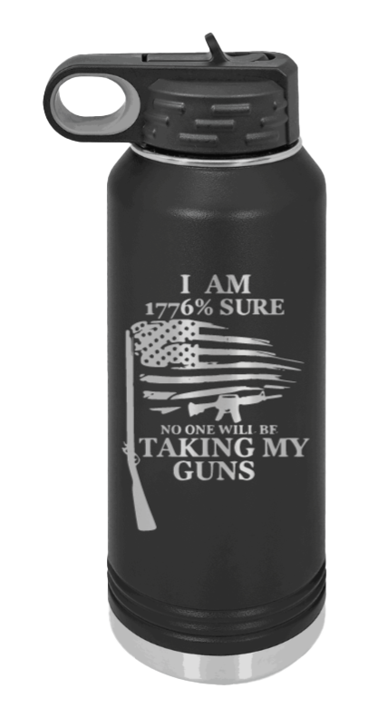 1776 Percent  - 32oz Water Bottle Laser Engraved- Black