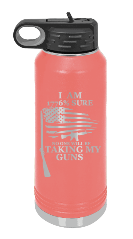 1776 Percent  - 32oz Water Bottle Laser Engraved- Coral