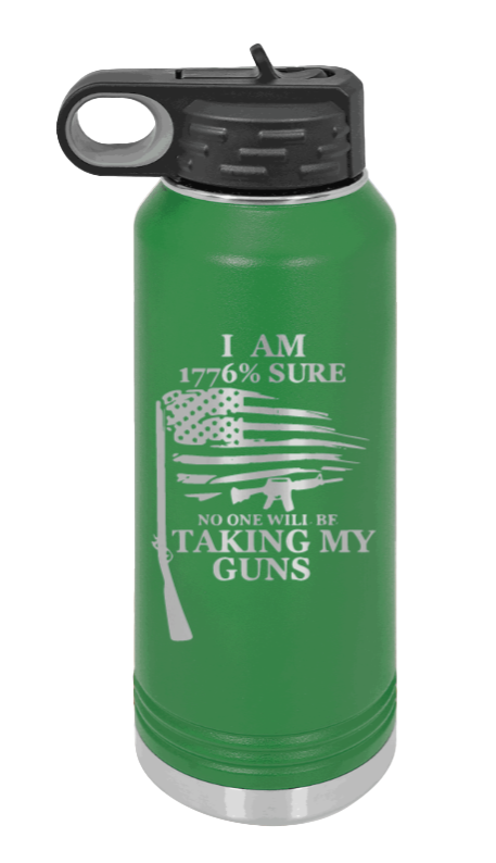 1776 Percent  - 32oz Water Bottle Laser Engraved- Green