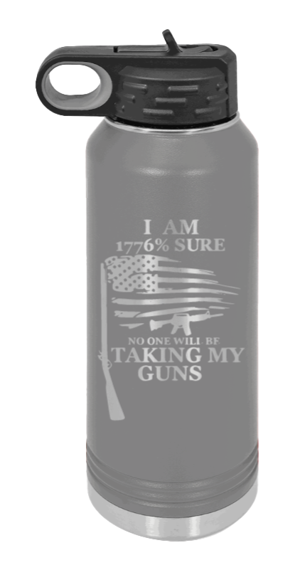 1776 Percent  - 32oz Water Bottle Laser Engraved- Dark Grey