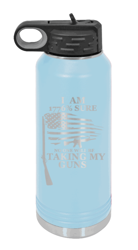 1776 Percent  - 32oz Water Bottle Laser Engraved- Light Blue