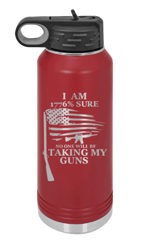 1776 Percent  - 32oz Water Bottle Laser Engraved- Maroon