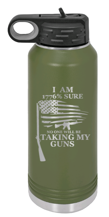 1776 Percent  - 32oz Water Bottle Laser Engraved- Olive
