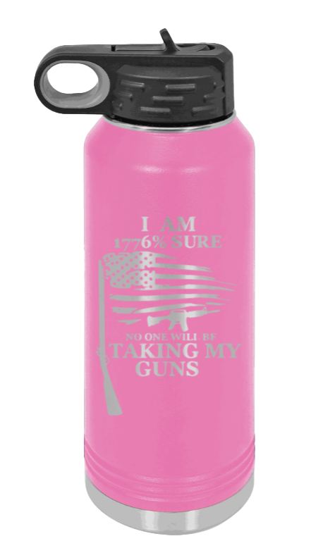 1776 Percent  - 32oz Water Bottle Laser Engraved- Pink