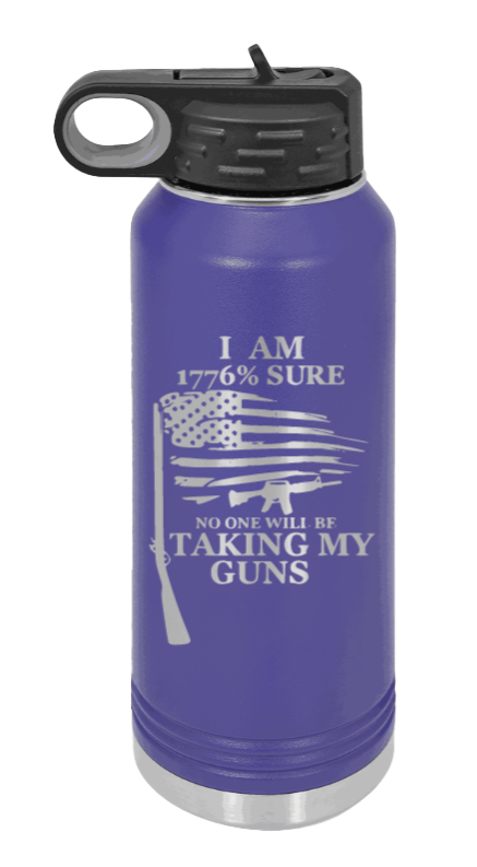 1776 Percent  - 32oz Water Bottle Laser Engraved- Purple