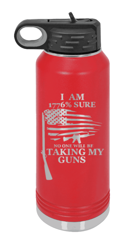 1776 Percent  - 32oz Water Bottle Laser Engraved- Red