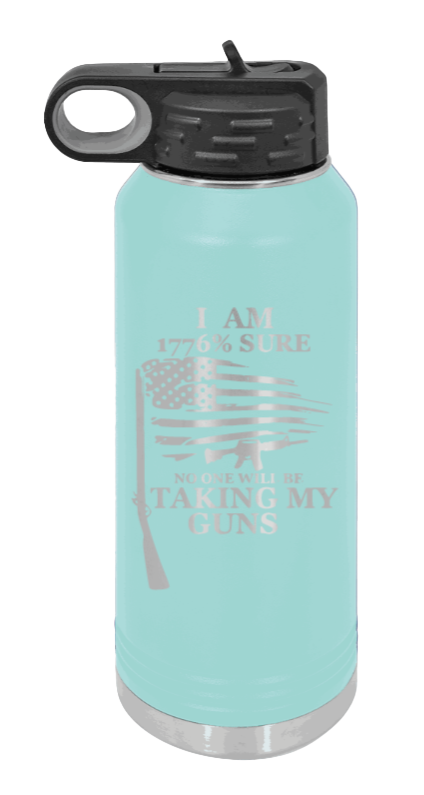 1776 Percent  - 32oz Water Bottle Laser Engraved- Teal