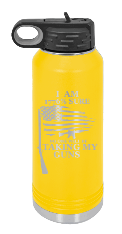 1776 Percent  - 32oz Water Bottle Laser Engraved- Yellow