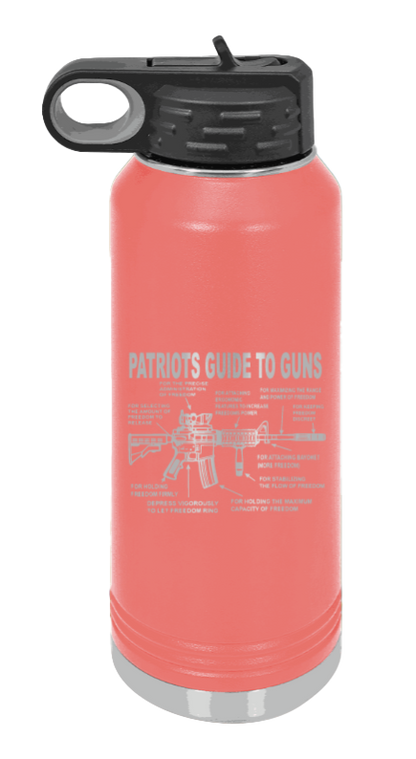 Patriots Guide To Guns - 32oz Water Bottle Laser Engraved- Coral