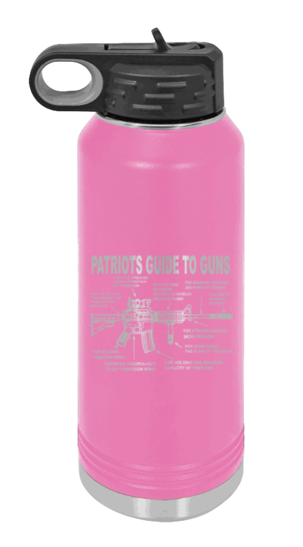 Patriots Guide To Guns - 32oz Water Bottle Laser Engraved- Pink