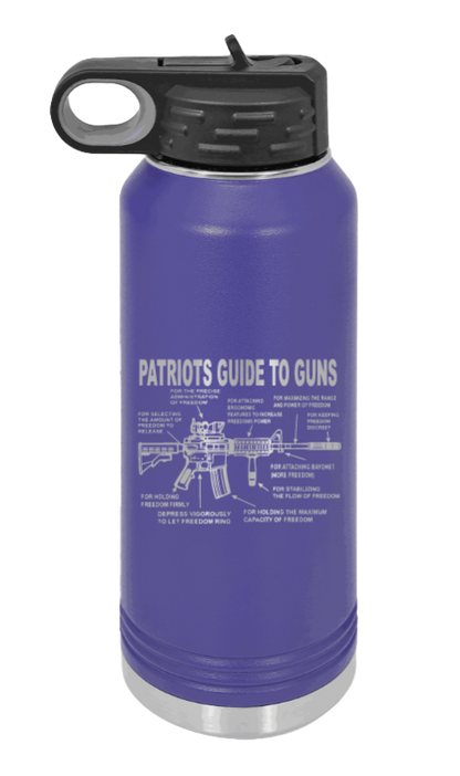 Patriots Guide To Guns - 32oz Water Bottle Laser Engraved- Purple