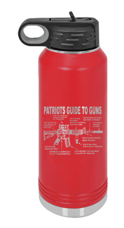 Patriots Guide To Guns - 32oz Water Bottle Laser Engraved- Red