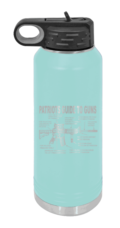 Patriots Guide To Guns - 32oz Water Bottle Laser Engraved- Teal