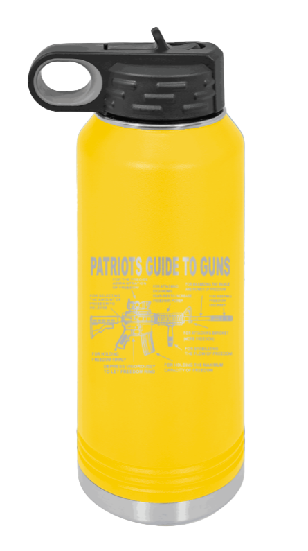 Patriots Guide To Guns - 32oz Water Bottle Laser Engraved- Yellow