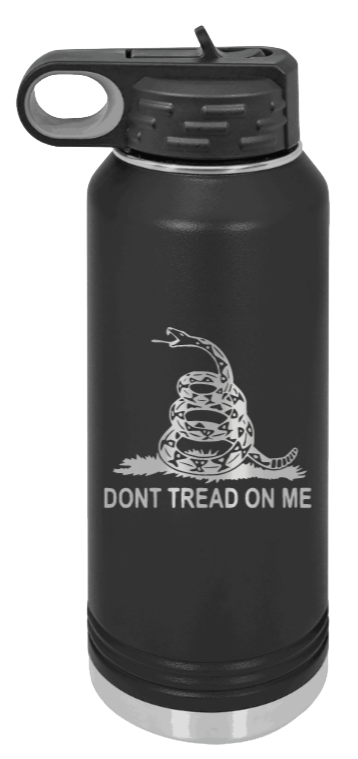 Don't Tread On Me - 32oz Water Bottle Laser Engraved- Black