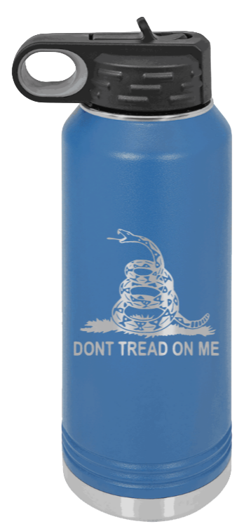 Don't Tread On Me - 32oz Water Bottle Laser Engraved- Royal Blue