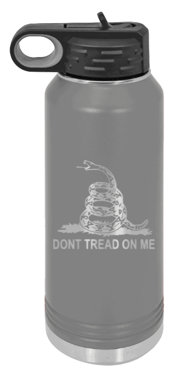 Don't Tread On Me - 32oz Water Bottle Laser Engraved- Dark Grey
