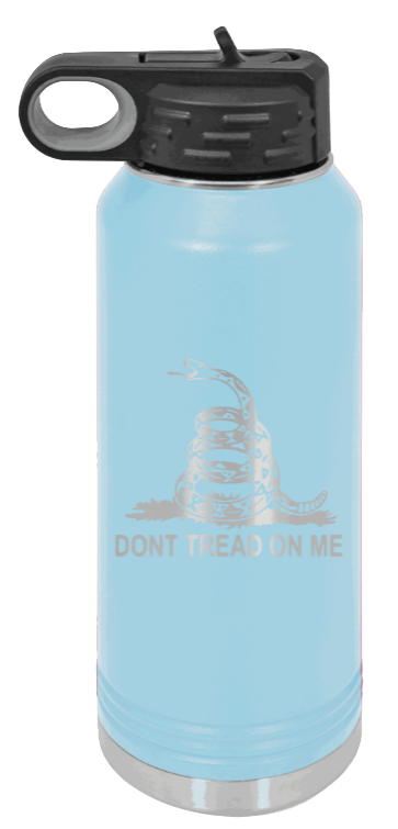 Don't Tread On Me - 32oz Water Bottle Laser Engraved- Light Blue