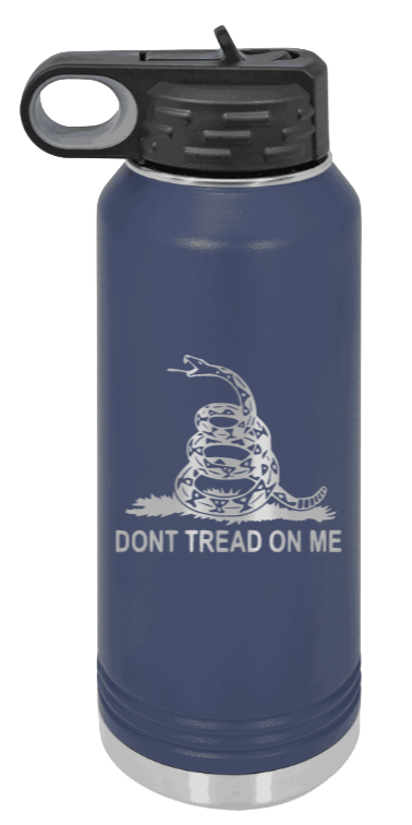 Don't Tread On Me - 32oz Water Bottle Laser Engraved- Navy