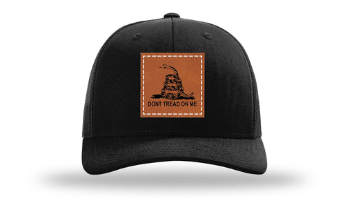 Richarson 112 Black Hat with 'Girl Dad' text Rawhide Leather Patch Hat with White stitching.