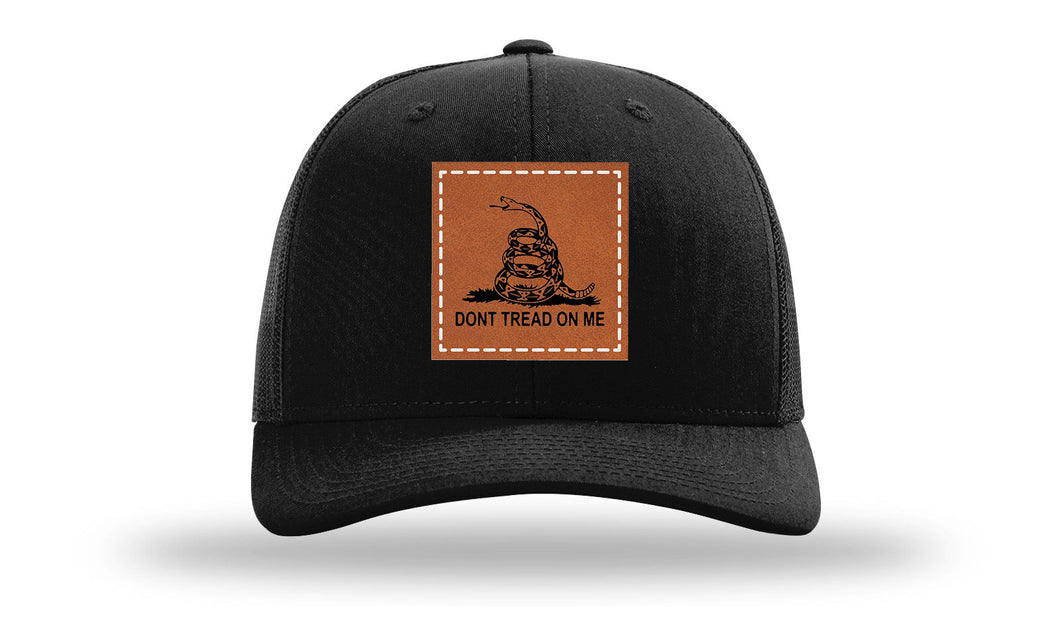 Richarson 112 Black Hat with 'Girl Dad' text Rawhide Leather Patch Hat with White stitching.