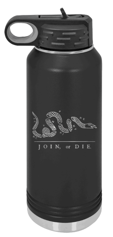 Join Or Die - 32oz Water Bottle Laser Engraved- Royal Blue