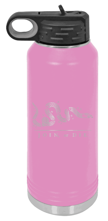 Join Or Die - 32oz Water Bottle Laser Engraved- Light Purple