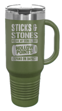 Load image into Gallery viewer, Hollowpoints Expand On Impact 40oz Handle Mug Laser Engraved
