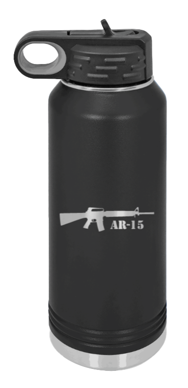 AR-15  - 32oz Water Bottle Laser Engraved- Black