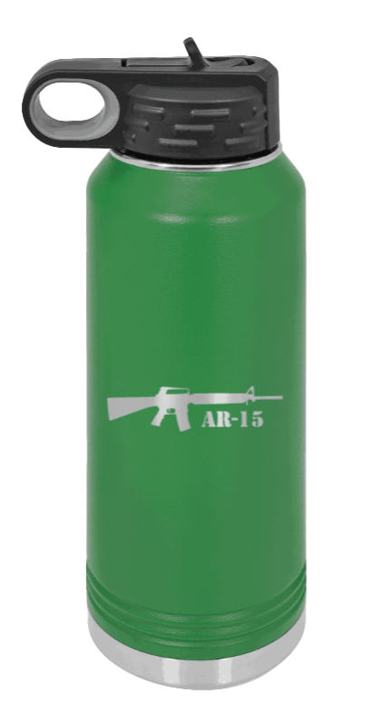 AR-15  - 32oz Water Bottle Laser Engraved- Green