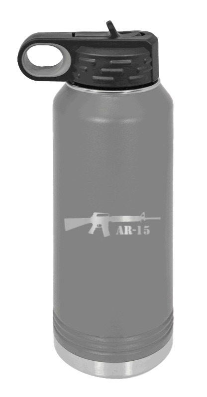 AR-15  - 32oz Water Bottle Laser Engraved- Dark Grey