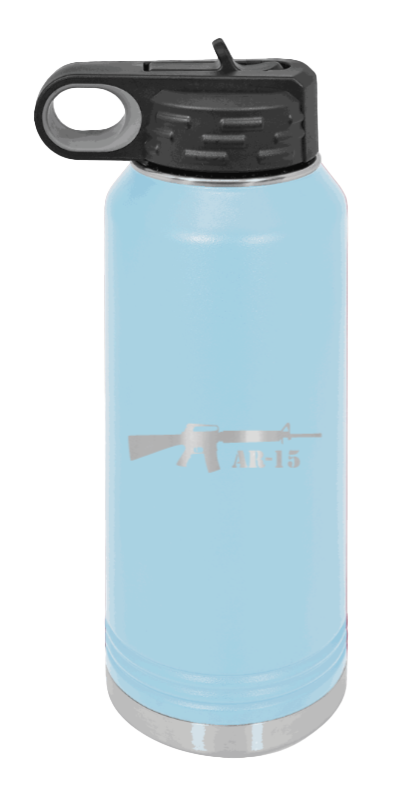 AR-15  - 32oz Water Bottle Laser Engraved- Light Blue
