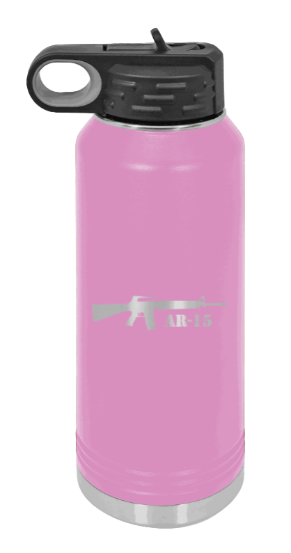 AR-15  - 32oz Water Bottle Laser Engraved- Light Purple