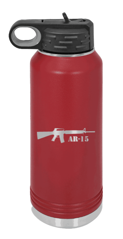 AR-15  - 32oz Water Bottle Laser Engraved- Maroon