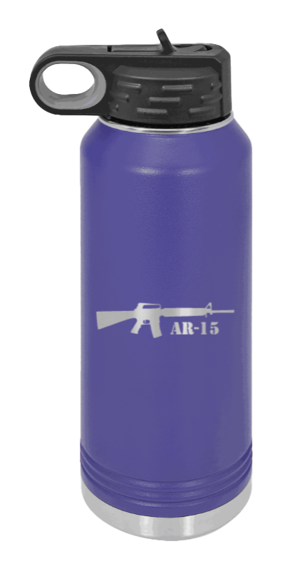 AR-15  - 32oz Water Bottle Laser Engraved- Purple