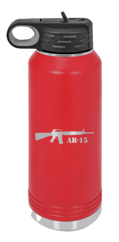 AR-15  - 32oz Water Bottle Laser Engraved- Red