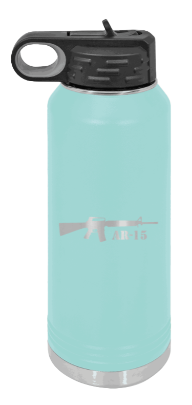 AR-15  - 32oz Water Bottle Laser Engraved- Teal