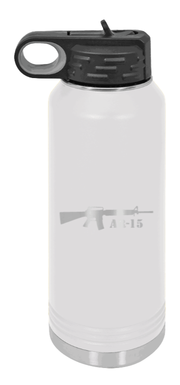AR-15  - 32oz Water Bottle Laser Engraved- White