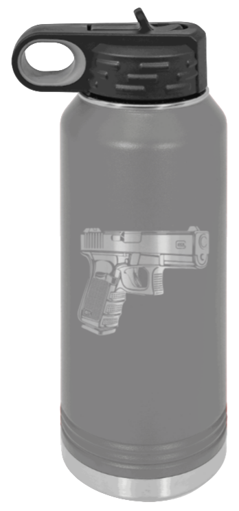 Glock - 32oz Water Bottle Laser Engraved- Dark Grey