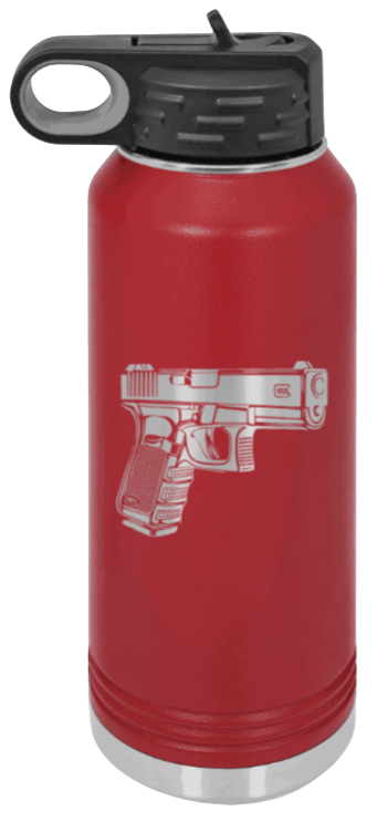 Glock - 32oz Water Bottle Laser Engraved- Maroon